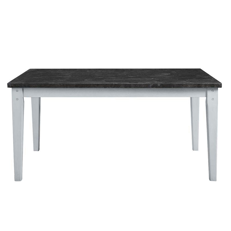Lanton - Dining Table - Natural Marble & Antique White - R&R Furniture Gallery (Fountain Valley, CA)