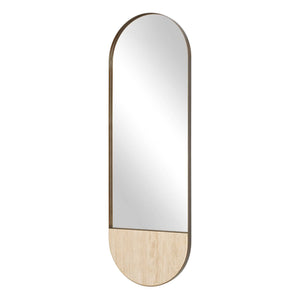 Russo - Travertine Tall Oval Mirror - Bronze / Brown / Gold