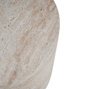 Modern Concrete Side Table With Travertine, Indoor / Outdoor Use - Beige - R&R Furniture Gallery (Fountain Valley, CA)