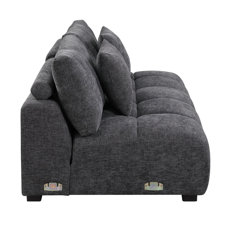 Chosen - Sectional Sofa With Toss Pillows With 2 Chaises With Ottoman - Gray