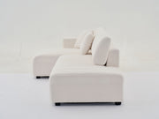 Urban Retreats Jessica lamb wool sectional sofa with chaise, featuring a versatile stationary configuration in a cozy living room setting.