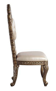 Constantine - Side Chair (Set of 2) - Synthetic Leather , Brown & Gold - R&R Furniture Gallery (Fountain Valley, CA)