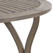 Hermosa outdoor acacia wood dining table with circular design by Noble House, showcasing a sturdy, stylish outdoor patio table.