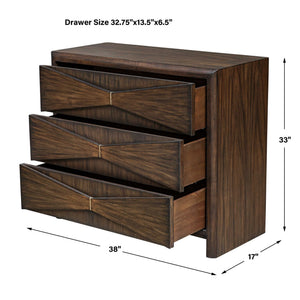 Bowtie - 3 Drawer Mid-Century Chest - Dark Brown
