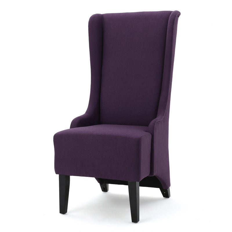 Fabric Dining Chair With High Back And Birch Wood Legs - Plum - R&R Furniture Gallery (Fountain Valley, CA)