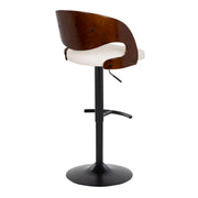 Pair of Lumi Source Pino mid-century modern adjustable barstools with swivel and rounded T-footrest, set of two.
