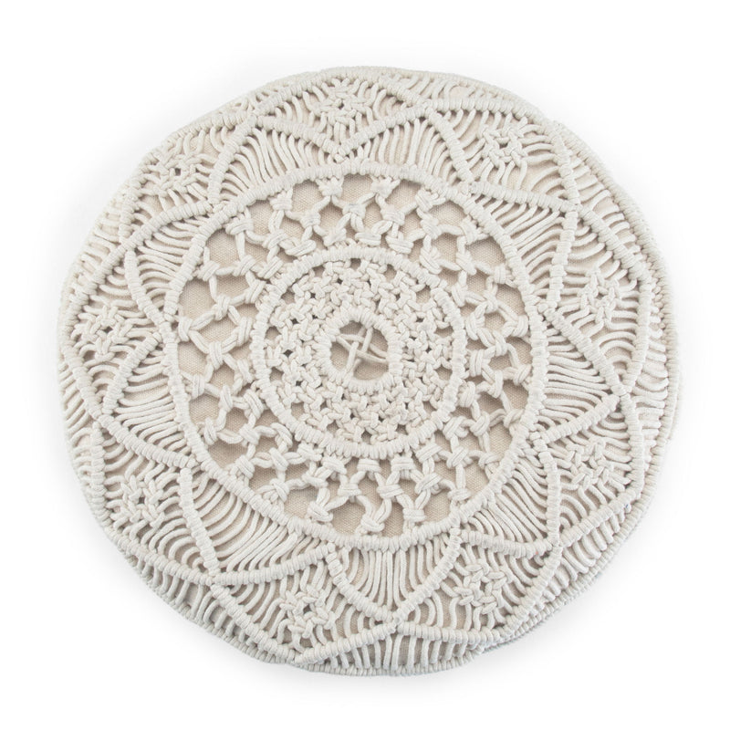 Coates - Round Macrame Pouf - Natural - R&R Furniture Gallery (Fountain Valley, CA)
