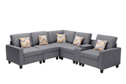 Nolan - Fabric 6 Piece Sectional Sofa With Pillows And Interchangeable Legs - R&R Furniture Gallery (Fountain Valley, CA)