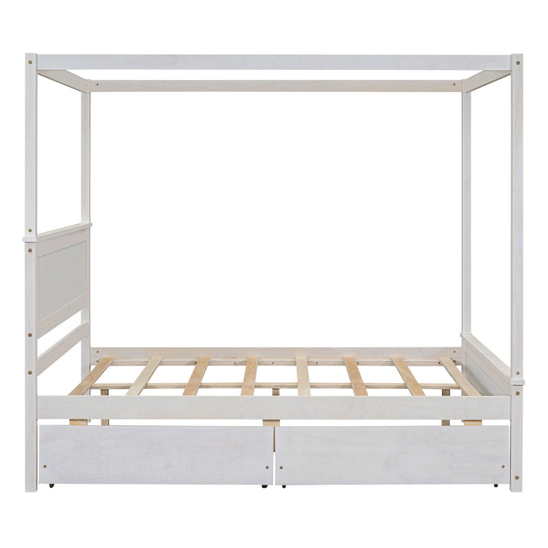 Canopy Platform Bed With Drawers, Support Slats, No Box Spring Needed - R&R Furniture Gallery (Fountain Valley, CA)