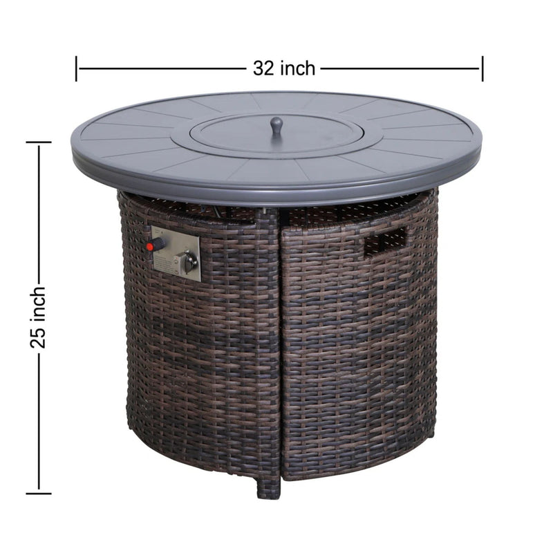 Outdoor fire pit table with lid in espresso finish by LSI Patio Furniture, showing a sleek design with a glass top and flame feature.
