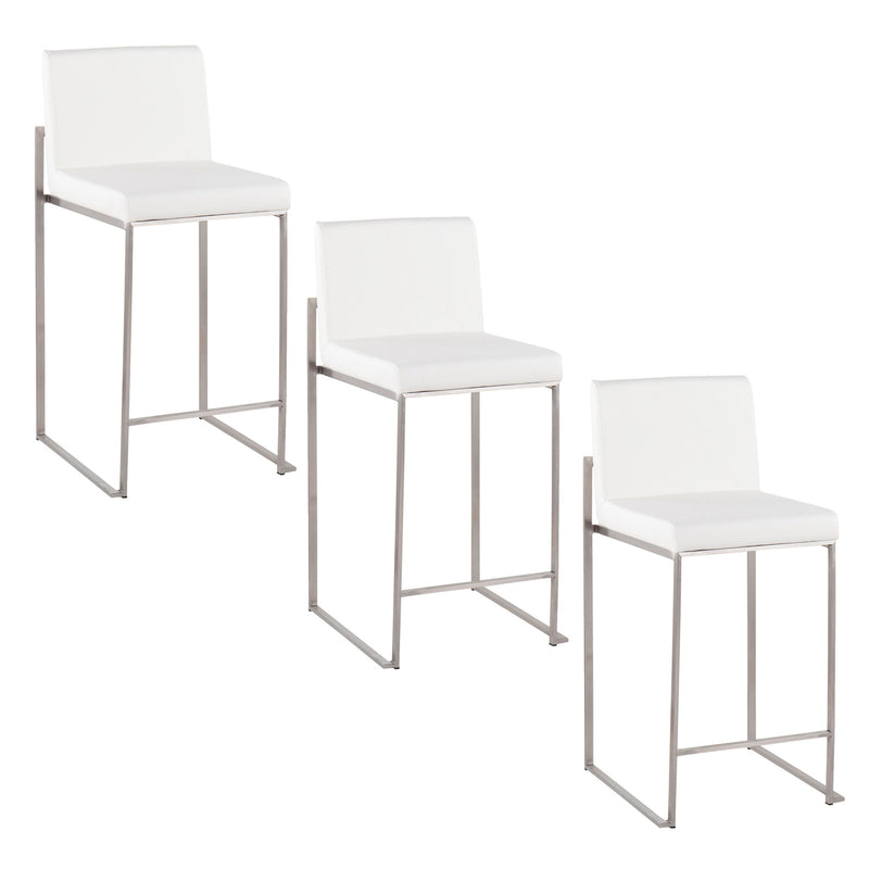 Lumi Source Fuji high back counter stool with contemporary design, featuring a wooden seat and metal frame, suitable for modern kitchens.