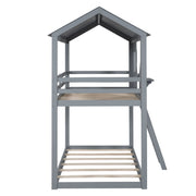 Twin Over Twin Bunk Bed With Roof, Window, Guardrail, Ladder - R&R Furniture Gallery (Fountain Valley, CA)