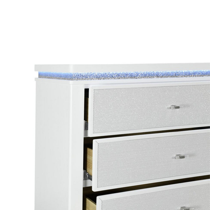 Adalid - Dresser With LED Light And Glittered Drawer Fronts - White - R&R Furniture Gallery (Fountain Valley, CA)