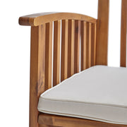 Noble House Casa acacia dining chair set with cushions, featuring natural wood finish and comfortable padded seats, ideal for dining rooms.