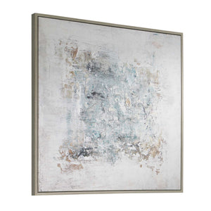 Find Me Here - Abstract Framed Canvas Art - Black / Blue / Brown / Gray / White