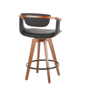 Lumi Source Oracle mid-century modern counter stool with wooden legs and a cushioned seat, 24-27 inch height, stylish and comfortable.