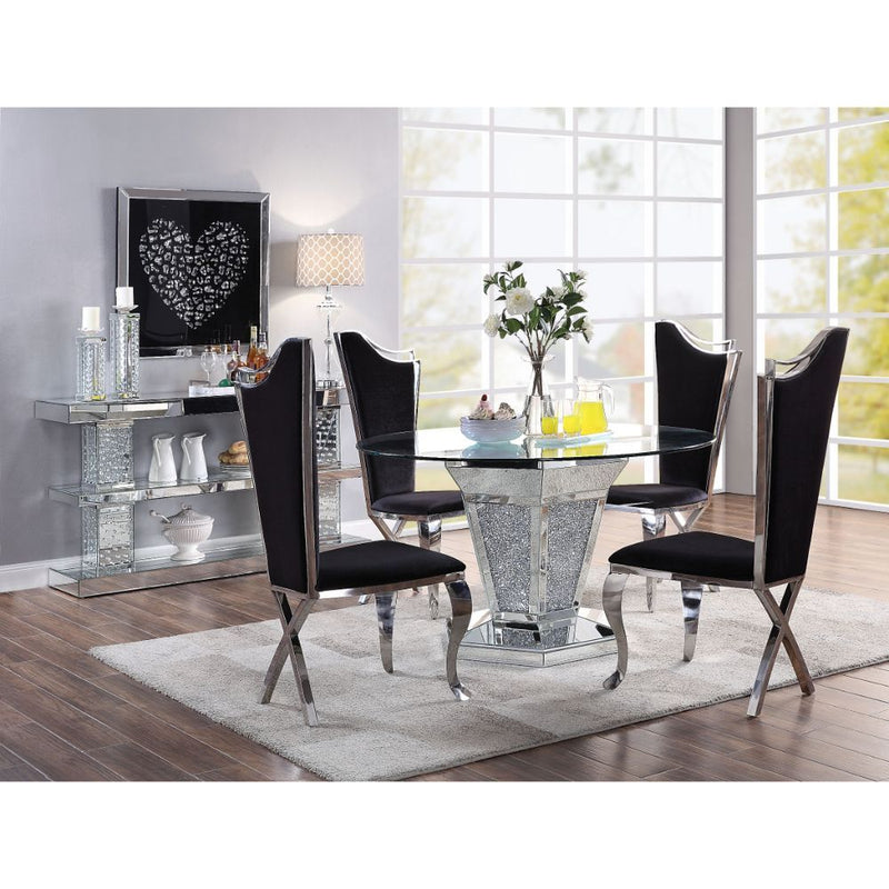 Noralie - Dining Table - Mirrored, Faux Diamonds & Clear Glass Top - R&R Furniture Gallery (Fountain Valley, CA)