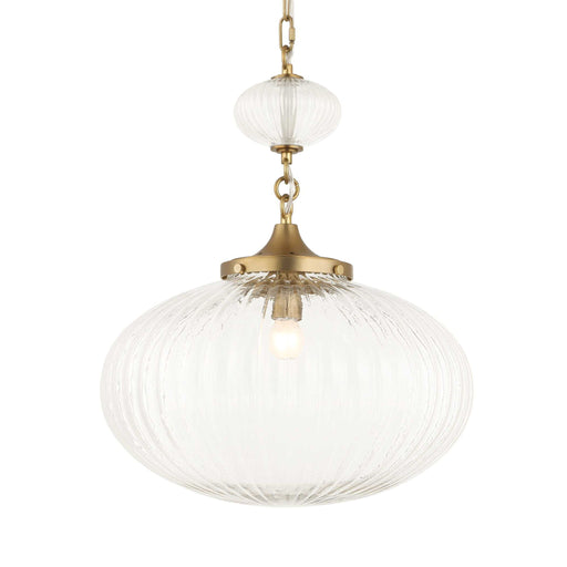 Uttermost Bellaire gold pendant light with a glass shade, showcasing a sleek, modern design perfect for contemporary interiors.