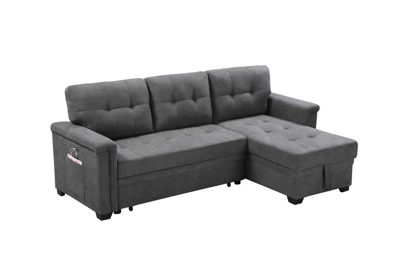 Ashlyn - Reversible Sleeper Sectional Sofa With Storage Chaise, USB Charging Ports And Pocket - R&R Furniture Gallery (Fountain Valley, CA)