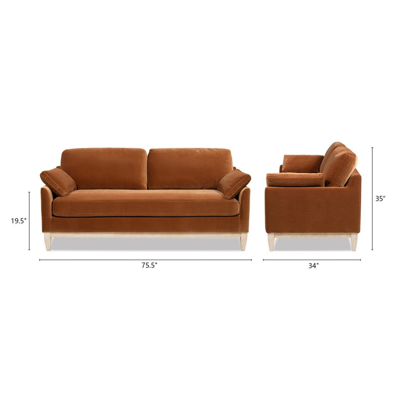 Jennifer Taylor Home Pasadena Modern Farmhouse Sofa in neutral fabric, showcasing a stylish stationary sofa with clean lines and plush cushions.