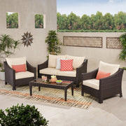 Antibes - 4 Pieces Wicker Chat Set - Brown / Beige - R&R Furniture Gallery (Fountain Valley, CA)