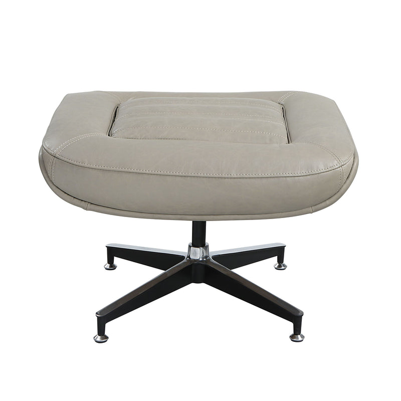Piran - Twilight Top Grain Leather Accent Chair And Ottoman With Swivel - Gray