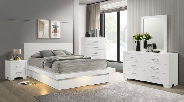 Jessica 5-piece Eastern King LED Bedroom Set Snow White