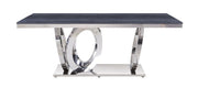 Nasir - Dining Table - Gray Printed Faux Marble Top & Mirrored Silver - R&R Furniture Gallery (Fountain Valley, CA)