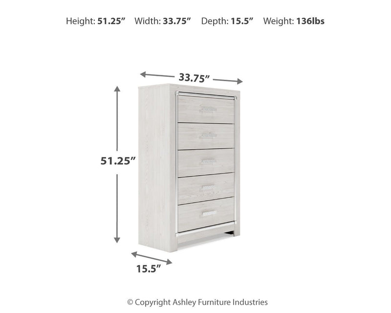 Altyra - Five Drawer Chest - White - R&R Furniture Gallery (Fountain Valley, CA)