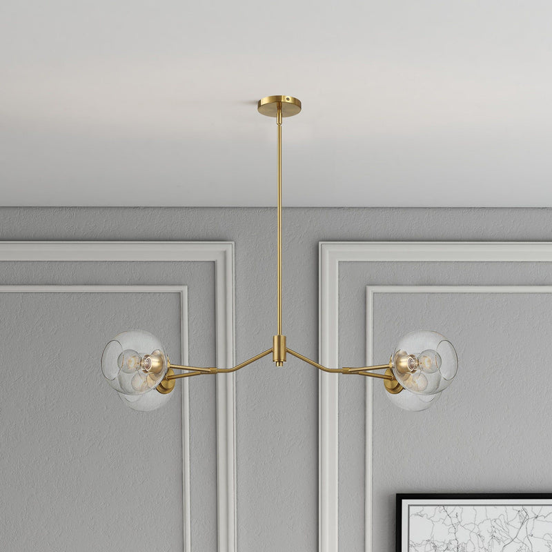 Ashcroft Furniture Jewel 4 Lights chandelier with clear and gold finish, hanging ceiling fixture with elegant design.