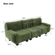 Noble House 3 seater sofa couch with curved armrests, stationary design, plush fabric upholstery, and modern style.
