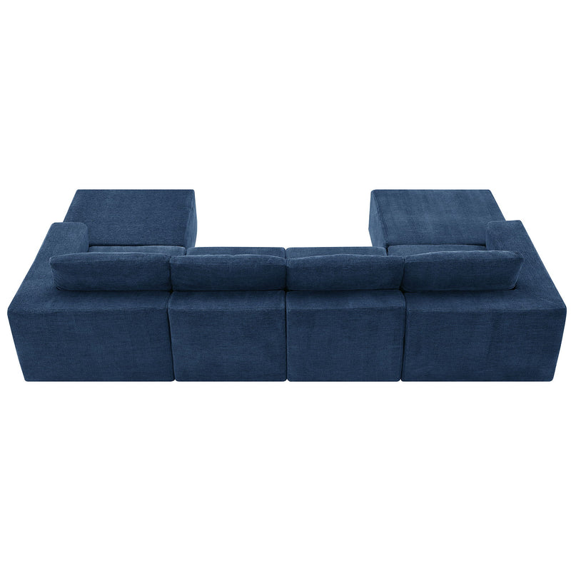 Modular U Shaped Sectional With Ottomans, Luxury Cloud Floor Couch With Deep Seat Fully Compressed Upholstered Sofa - R&R Furniture Gallery (Fountain Valley, CA)