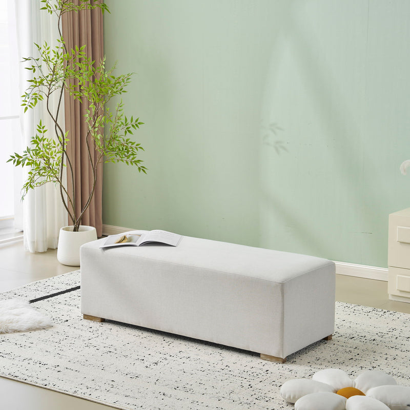 Simple Long Ottoman For Living Room - White - R&R Furniture Gallery (Fountain Valley, CA)