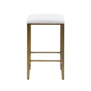 Backless Upholstered Counter Stool With Padded Seat - Ivory / Bronze - R&R Furniture Gallery (Fountain Valley, CA)