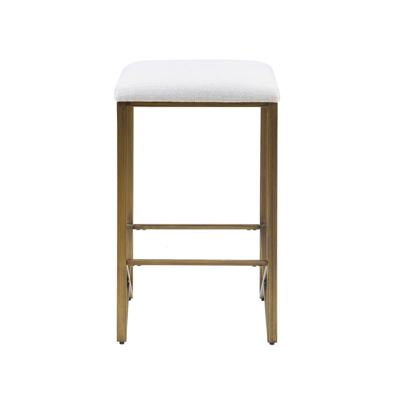 Backless Upholstered Counter Stool With Padded Seat - Ivory / Bronze - R&R Furniture Gallery (Fountain Valley, CA)
