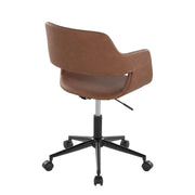 Lumi Source Margarite contemporary design task desk chair with black cushioned seat and backrest, on five-wheel base.
