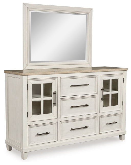 Shaybrock - Dresser And Mirror - Antique White / Brown - R&R Furniture Gallery (Fountain Valley, CA)
