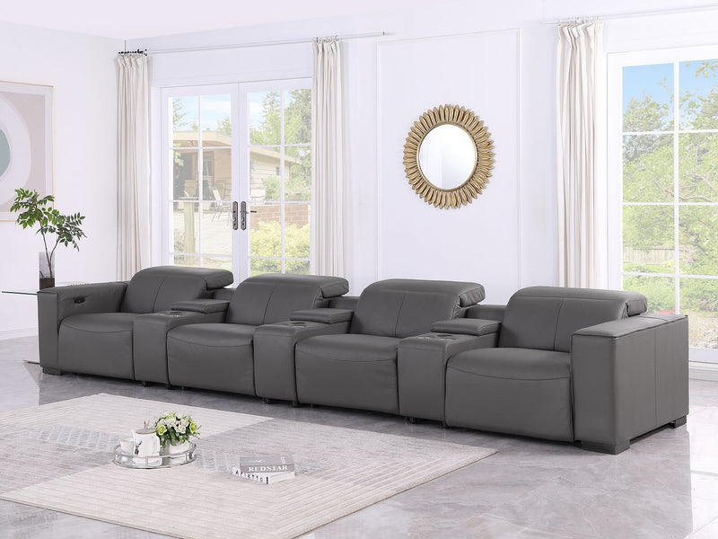 1208 - 7 Piece Leather Sofa With 4 Power Recliners And Power Headrests - R&R Furniture Gallery (Fountain Valley, CA)