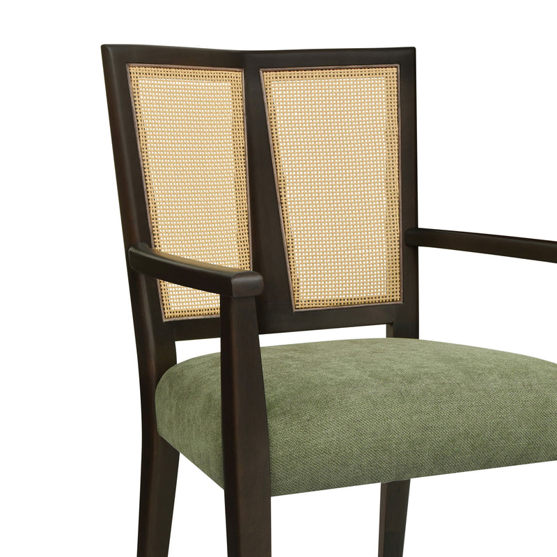 Mid Century Modern Arm Dining Chair Set With Rattan Backrest - R&R Furniture Gallery (Fountain Valley, CA)