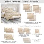 Infinity - 10-Piece King Duvet Set - Gold - R&R Furniture Gallery (Fountain Valley, CA)
