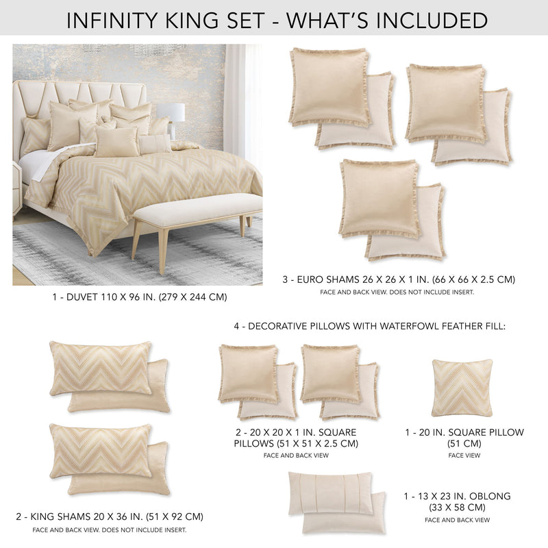 Infinity - 10-Piece King Duvet Set - Gold - R&R Furniture Gallery (Fountain Valley, CA)