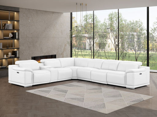 2679 - 7-Piece L-Shaped Power Reclining Sectional In Genuine Leather (3 Recliners) - R&R Furniture Gallery (Fountain Valley, CA)