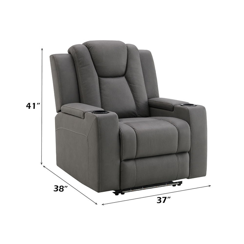 Leuco - Power Motion Recliner With Cup Holder, Control, LED & Power Headrest - Gray - R&R Furniture Gallery (Fountain Valley, CA)
