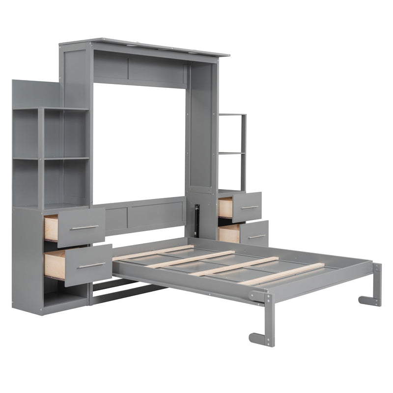 Murphy Wall Bed With LED Lights, Shelves And Drawers - R&R Furniture Gallery (Fountain Valley, CA)