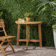 Noble House outdoor half round folding acacia wood bistro table with sturdy design and natural wood finish.