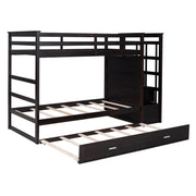 DreamHaus bunk bed with trundle and staircase, featuring sturdy wood construction and space-saving design for kids' bedroom.