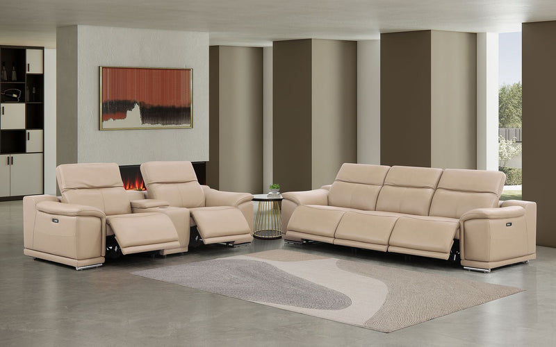 2679 - Genuine Leather Reclining Set (Sofa And Loveseat With 5 Power Recliners)