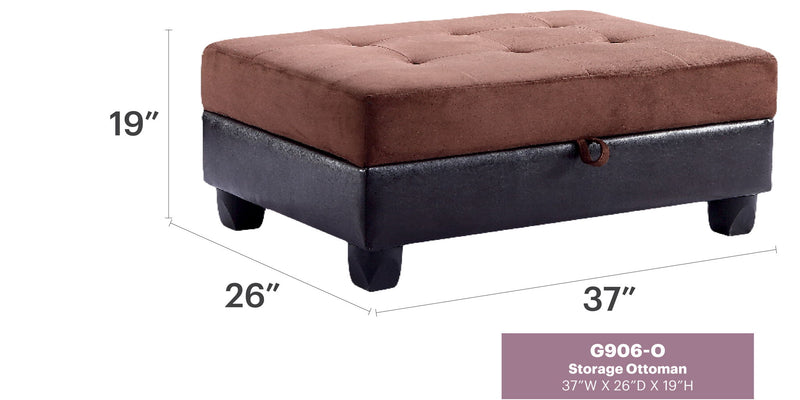 Contemporary upholstered ottoman with stylish storage from Glory Furniture, featuring a soft fabric surface and modern design.