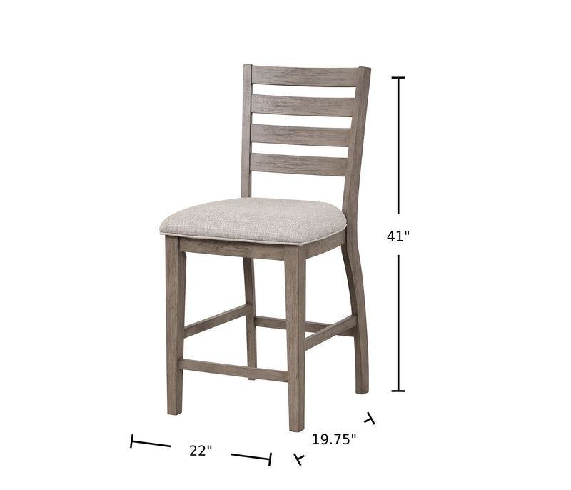Counter Side Dining Stool With Ladder Back (Set of 2) - Gray - R&R Furniture Gallery (Fountain Valley, CA)