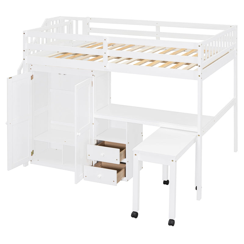 Loft Bed With Stairs, Bookshelf, Drawers, Desk & Wardrobe, Space Saving Multifunctional Furniture - R&R Furniture Gallery (Fountain Valley, CA)